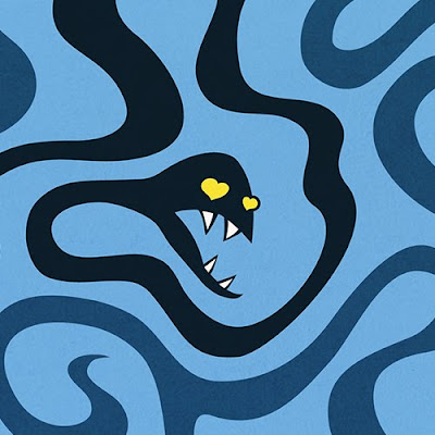 Evil snakes resembling tentacles on blue background