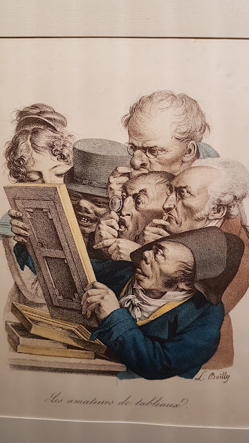 Les amateurs de tableaux. Les Grimaces vers 1823. Coll Part