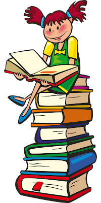 girl on a stack of books