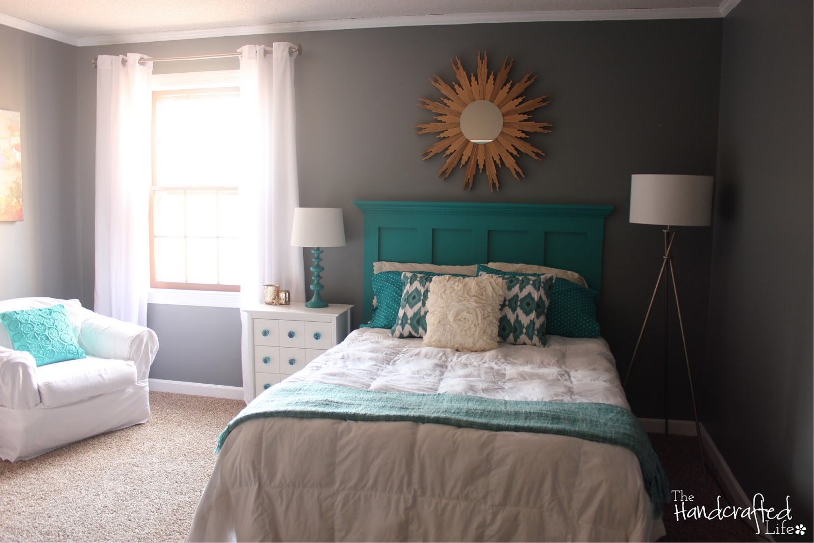  The Handcrafted Life Teal  White and Grey Guest Bedroom  