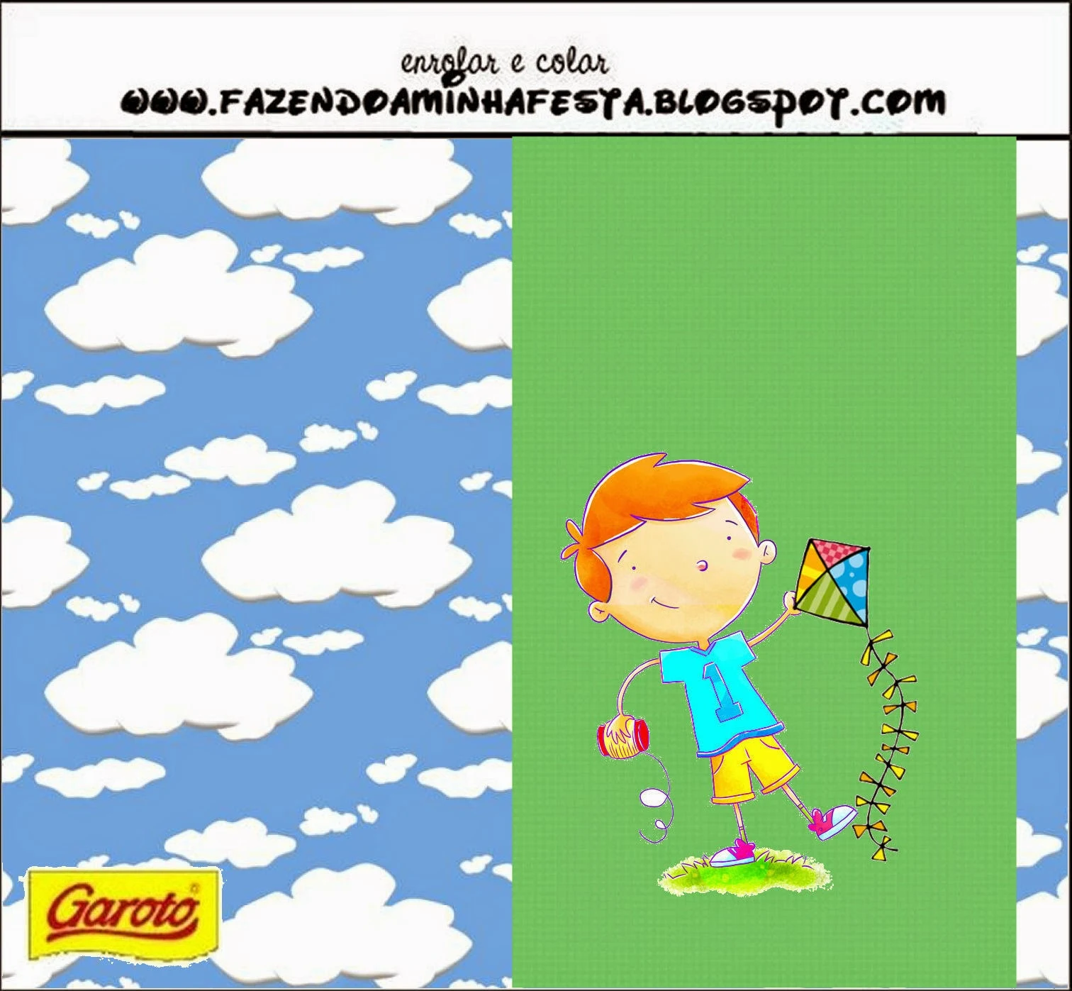 Niño con Cometa: Etiquetas para Candy Bar para Imprimir Gratis. 