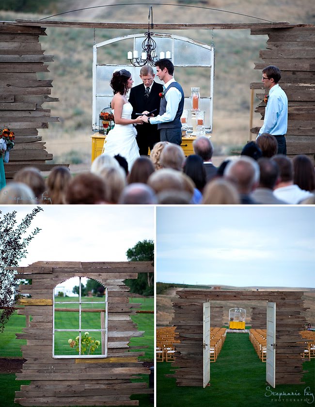 ceremony backdrop outdoor church with yellow dresser