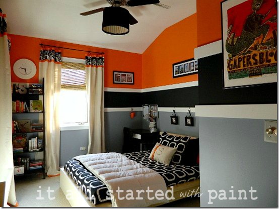 Teen Boy Room orange black white
