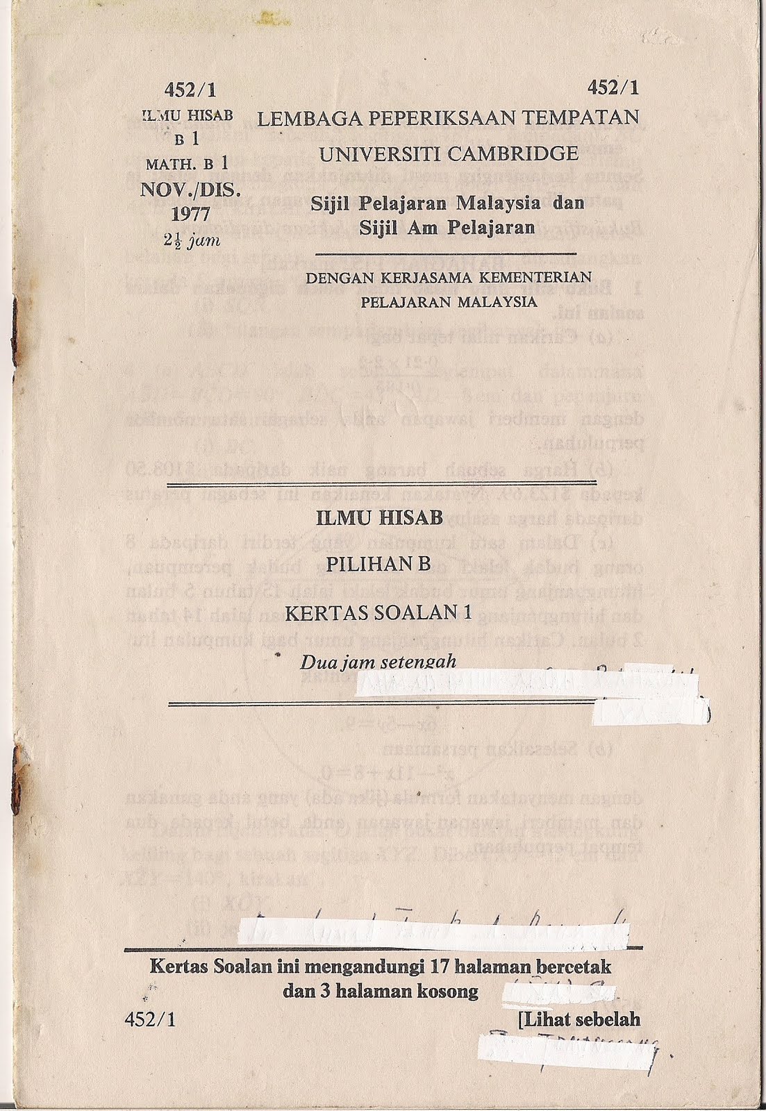 KOLEKSI PAK MAT TAHIR BARANGAN OLD SKOOL: SIJIL & SOALAN 