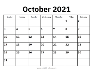 Free Printable Calendar October 2021