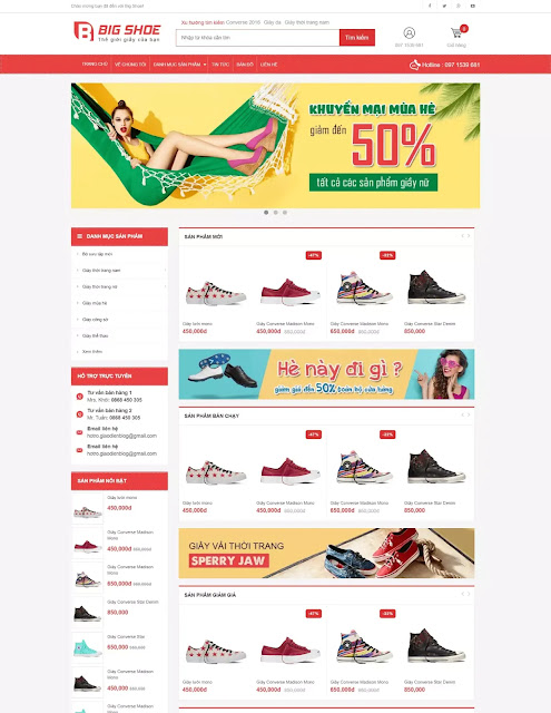 Template blogspot bán giày Big Shoe