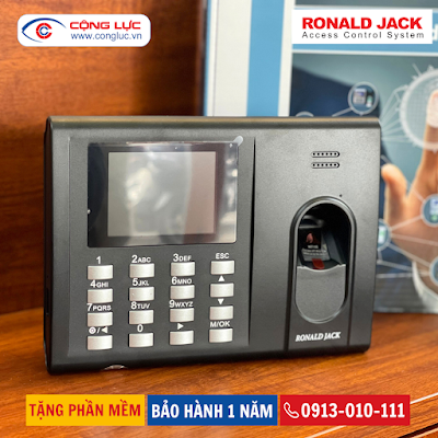 máy chấm công vân tay Ronald Jack RJ-550 Pro lắp đặt tại cửa hàng iphone Minh Đạt 217B Lạch Tray