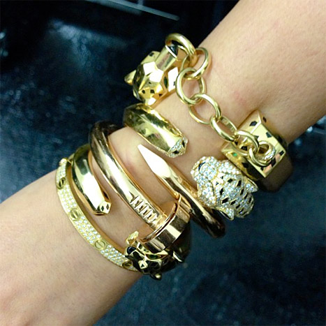 ... bracelet embedded with diamonds a yellow gold cartier love bracelet