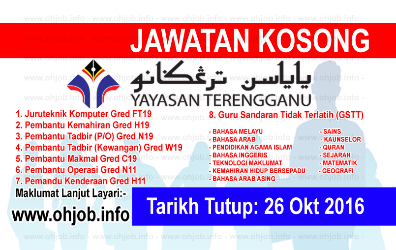 Job Vacancy at Yayasan Terengganu (YT) - JAWATAN KOSONG 