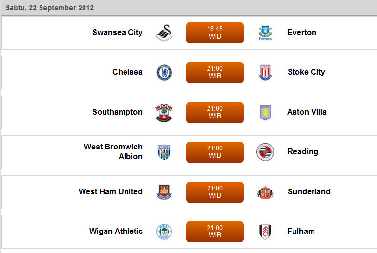 Jadwal Lengkap Liga Primer Inggris 2012-2013