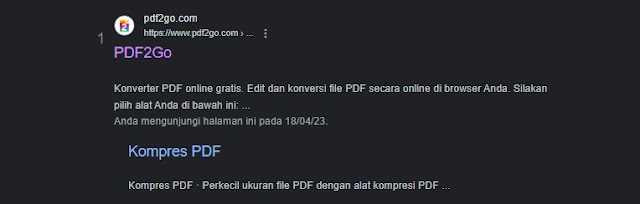 Tampilan pdf2go di google