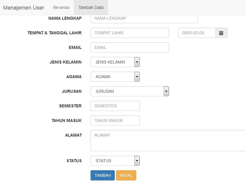 Download Code aplikasi php Manage User Bootstrap