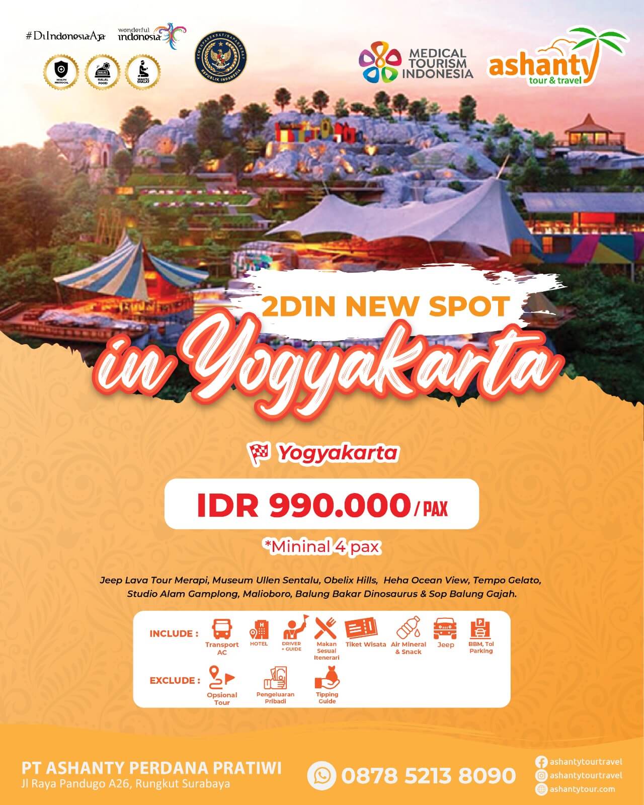 paket tour yogyakarta new spot 2023 2D1N