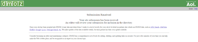 submission success on DMOZ directory