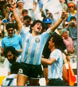 Maradona celebrating with his team