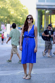 Seattle Street Style Haley Moore Space Needle Cobalt Blue Dress