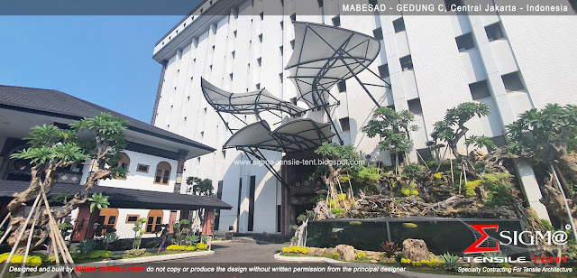 MABESAD kontraktor canopy tensile membrane atap membran tension membran Lobby Gedung C Andika Perkasa