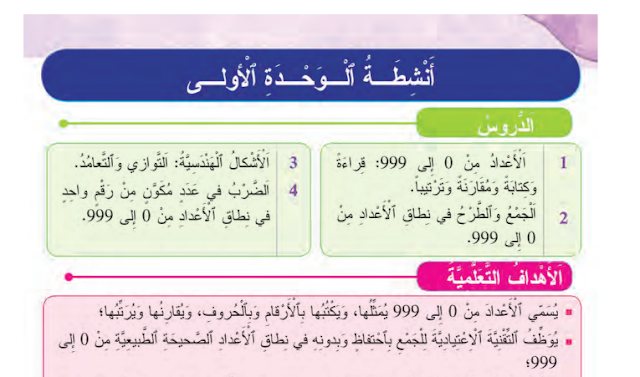 جذاذات المرجع في الرياضيات المستوى الثالث ابتدائي