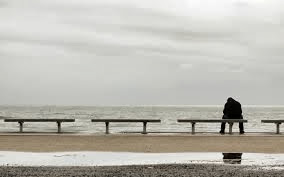  lonely man sitting on bench