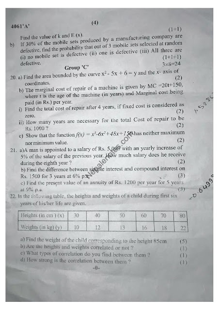 Class 12 Business Mathematics Question Paper 2079 - 2022