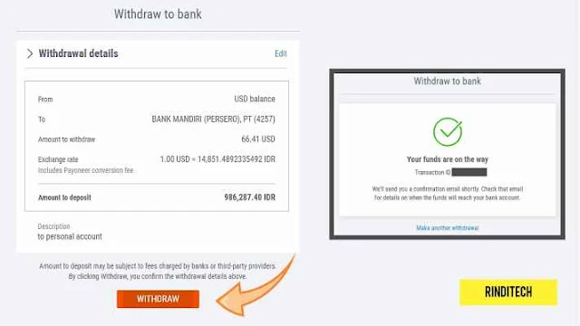 Cara Transfer Saldo dari Payoneer Ke Rekening Bank Lokal