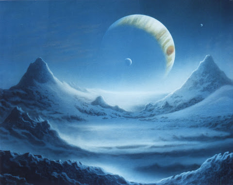 Andrew Stewart Space Art: Europa's Surface (Acrylic on Canvas)