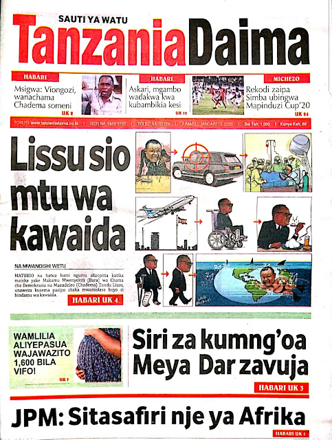 Magazeti ya Tanzania ya leo Juma Pili 12,Januari 2020