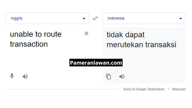 unable to route transaction artinya
