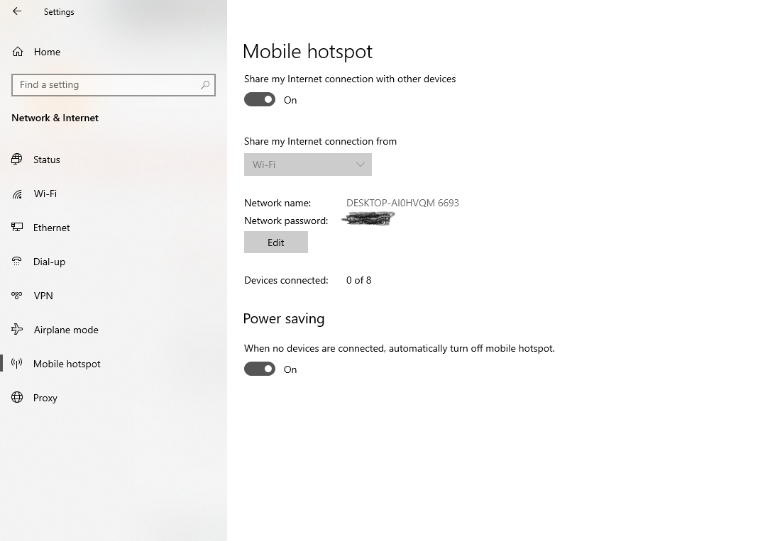 Change Mobile/Wi-Fi Hotspot Password