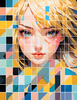 Anime Girl Square Checkerboard Pattern