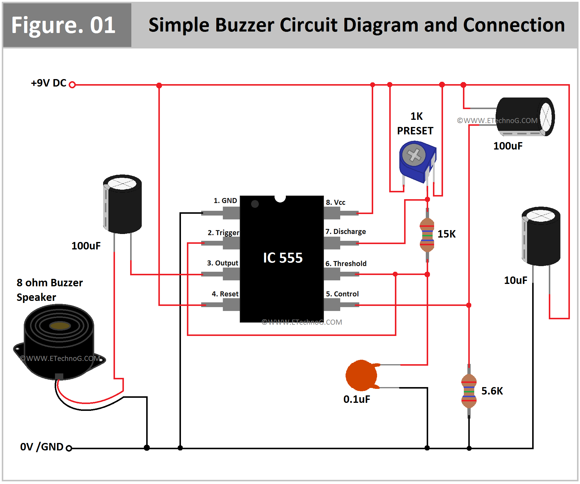 Simple Buzzer Circuit Diagram and Connection