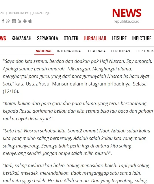 Yusuf Mansur Doakan Nusron Wahid 