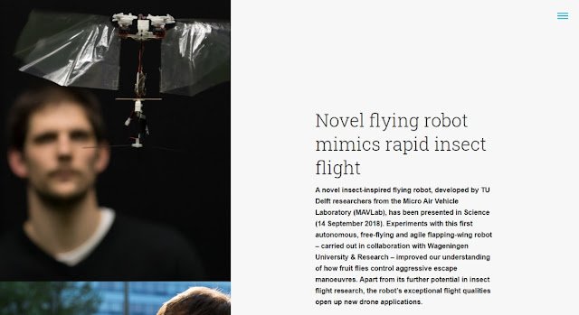 小型飛行ロボット「DelFly Nimble」