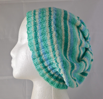 mint green striped hat for sale at https://www.etsy.com/shop/JeannieGrayKnits