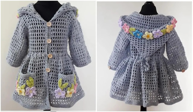 1124. APRENDE A TEJER un Hermoso Vestido de Primavera con Capucha para Niña a Crochet