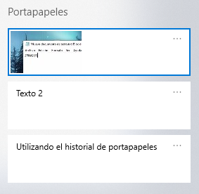 Historial de portapapeles resultado de copias