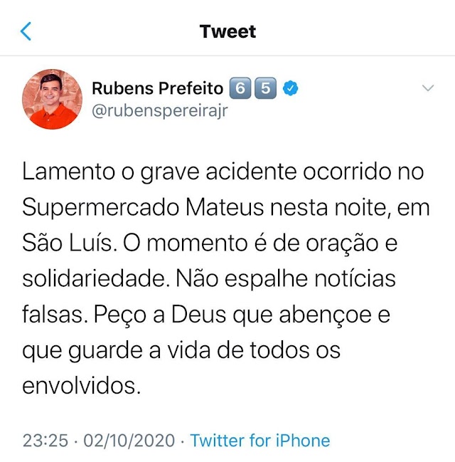 RUBENS Jr. LAMENTA TRAGÉDIA NO SUPERMERCADO MATEUS 