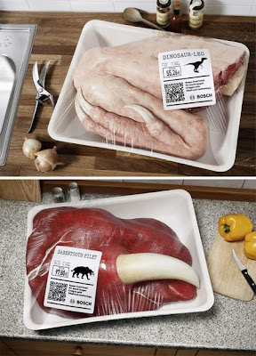 BOSCH anuncio BTL carne fresca de dinosaurio