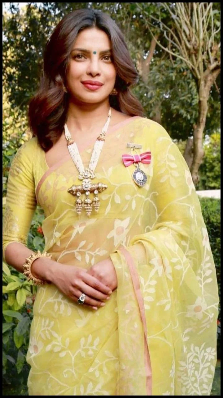 priyanka chopra yellow saree bollywood actress