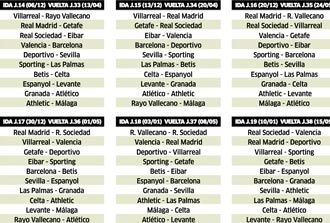 Spain La Liga 2015 - 2016 calendar