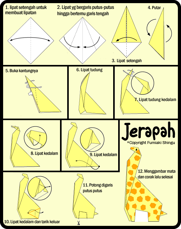  Cara  Membuat  Origami  JERAPAH Untuk Anak