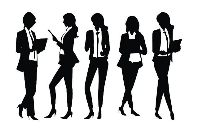 Businesswoman silhouette set vector free download