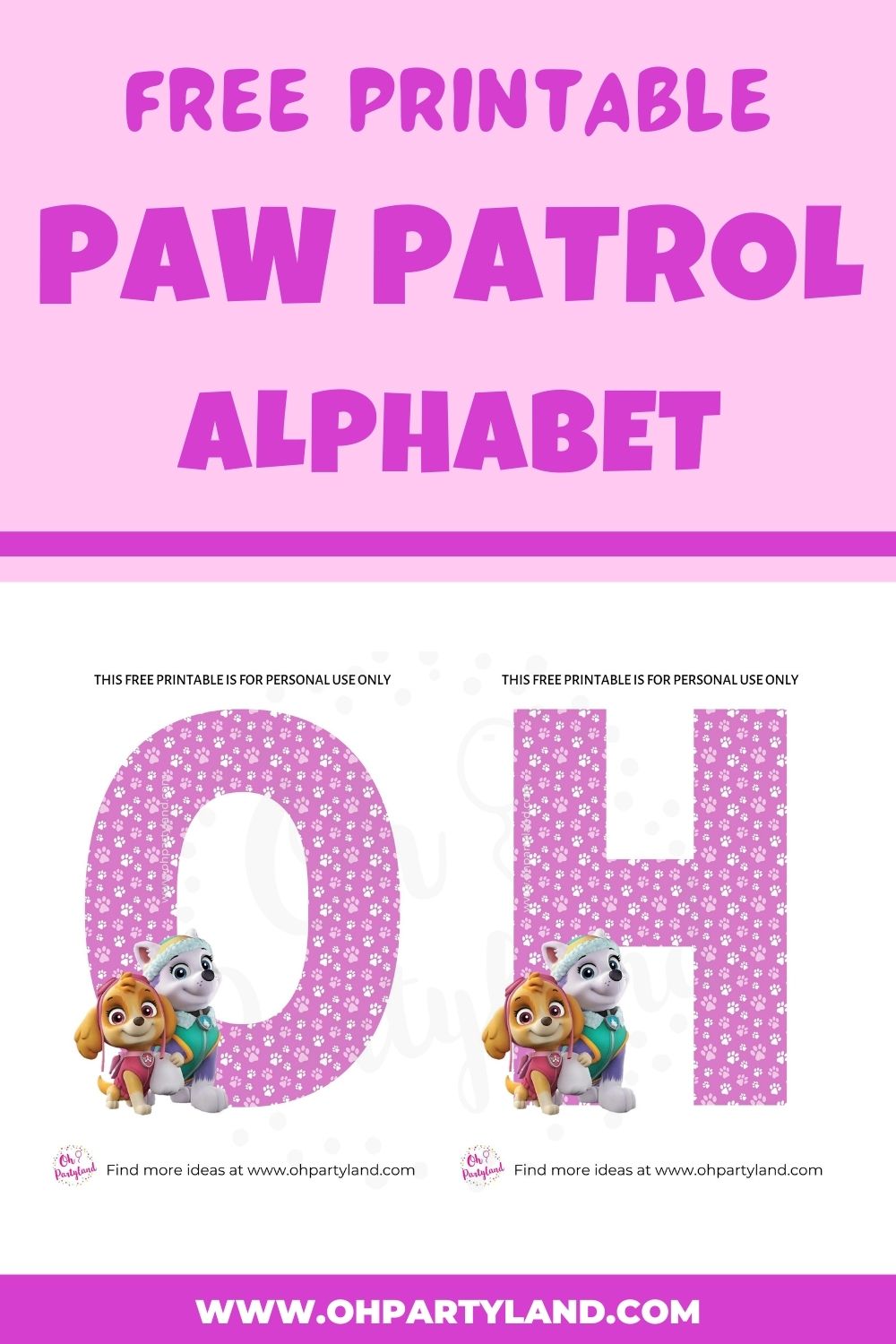 free printable paw patrol alphabet skye and everest