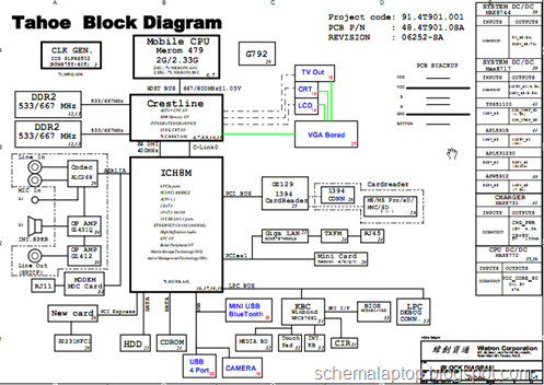 Acer Aspire 4920, Wistron Tahoe,  91.4T901.001 Free Download Laptop Motherboard Schematics 