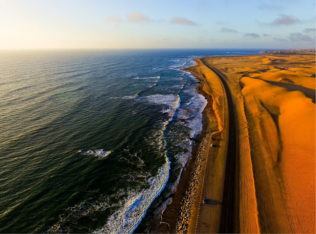 Namibia: Atlantic Ocean and Sand Dunes near Swakopmund