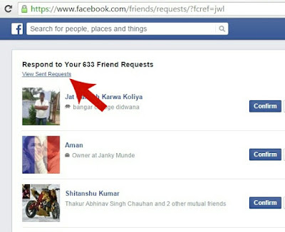 View Sent Friend Requests Button