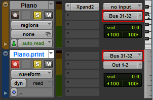 Print convert a MIDI track to an audio track.