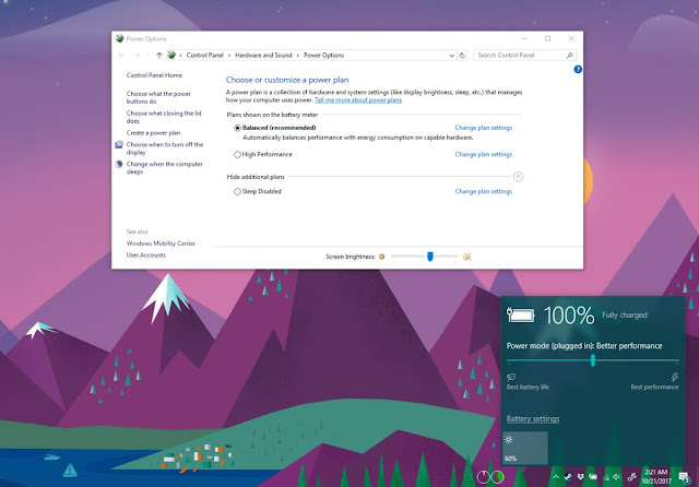 How to fix missing performance slider from windows 10 fall creators update