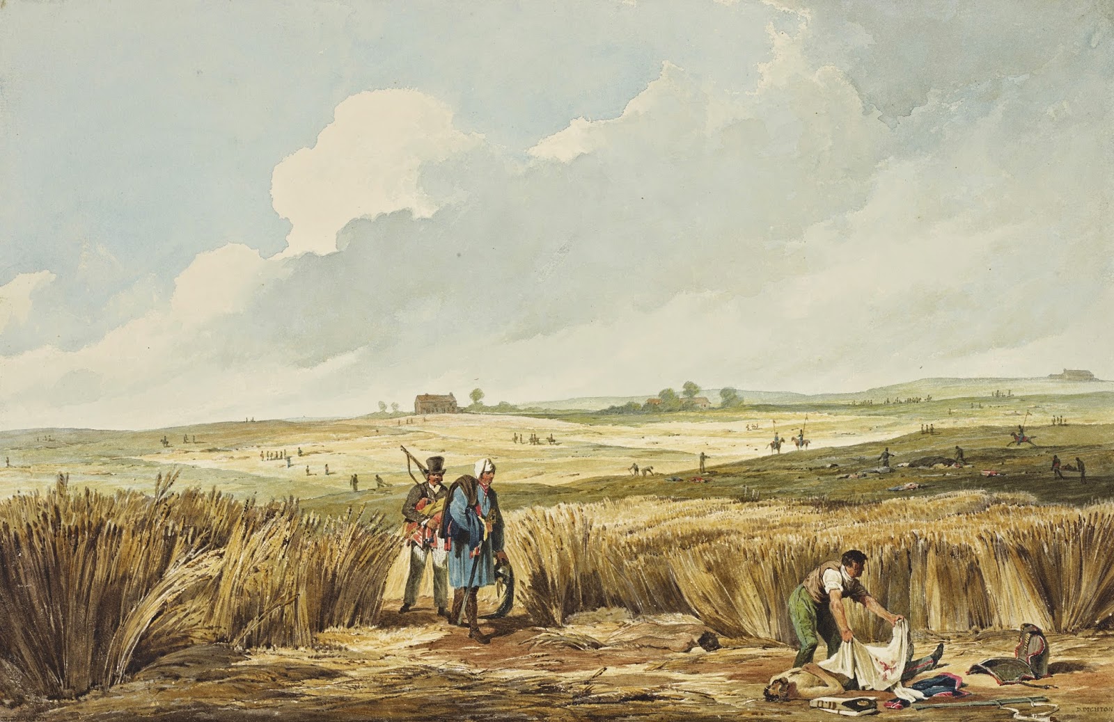 Distant View of La Belle Alliance, Field of Waterloo (1815)  by Denis Dighton  Royal Collection Trust © Her Majesty Queen Elizabeth II 2014