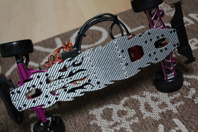 3Racing Sakura D4 RWD Boom Racing silver carbon deck and suspension arms